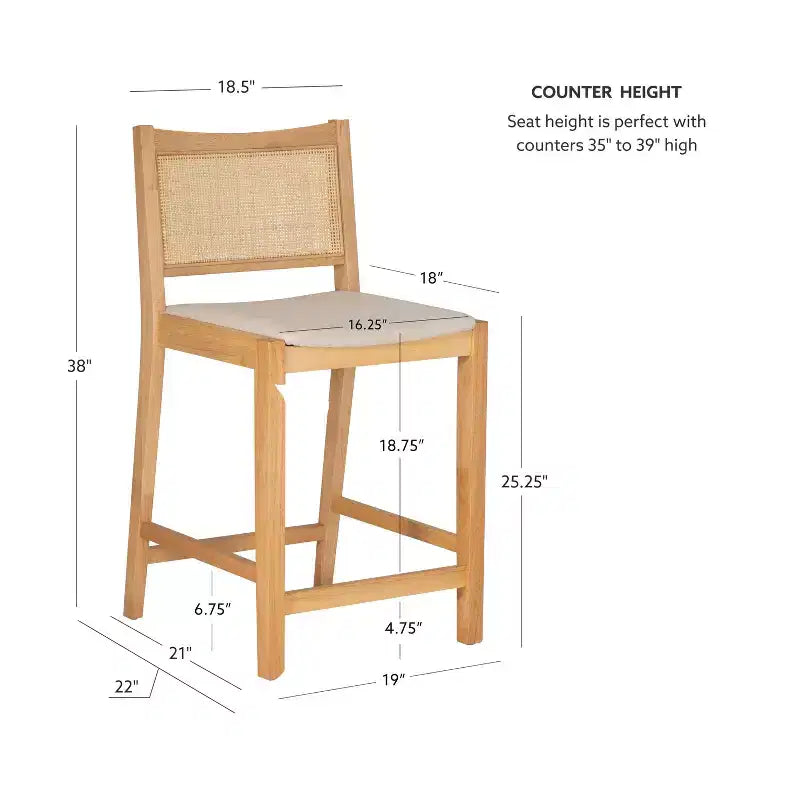 Powell Set di 2 Sgabelli da Bar Altezza Bancone Bessie Cane Natural
