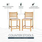 Powell Set di 2 Sgabelli da Bar Altezza Bancone Bessie Cane Natural
