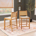 Powell Set di 2 Sgabelli da Bar Altezza Bancone Bessie Cane Natural