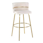 Set of 2 Cinch-Claire Barstools Gold/Cream - LumiSource: Swivel, Velvet Upholstery, Metal Base