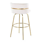 Set of 2 Cinch-Claire Barstools Gold/Cream - LumiSource: Swivel, Velvet Upholstery, Metal Base
