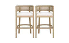 Christopher Knight Home Set of 2 Alaia Contemporary Rubberwood Upholstered with Curved Rattan Back Counter Height Barstools Natural