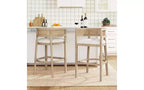 Christopher Knight Home Set di 2 Sgabelli da Bar Alaia Contemporanei in Legno di Gomma Tappezzati con Schienale Curvo in Rattan Altezza Bancone Naturale