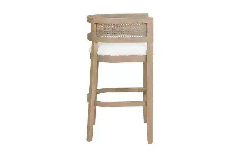 Christopher Knight Home Set di 2 Sgabelli da Bar Alaia Contemporanei in Legno di Gomma Tappezzati con Schienale Curvo in Rattan Altezza Bancone Naturale