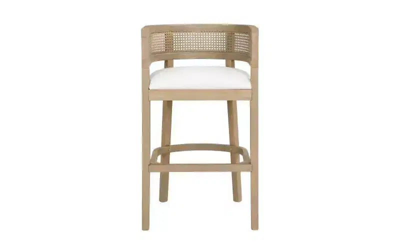 Christopher Knight Home Set di 2 Sgabelli da Bar Alaia Contemporanei in Legno di Gomma Tappezzati con Schienale Curvo in Rattan Altezza Bancone Naturale