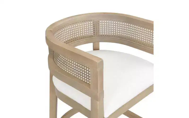 Christopher Knight Home Set di 2 Sgabelli da Bar Alaia Contemporanei in Legno di Gomma Tappezzati con Schienale Curvo in Rattan Altezza Bancone Naturale