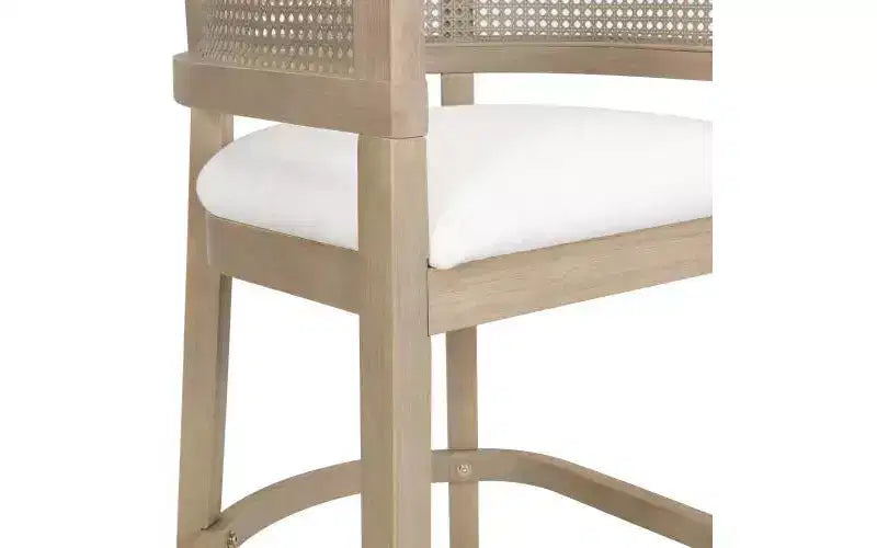 Christopher Knight Home Set di 2 Sgabelli da Bar Alaia Contemporanei in Legno di Gomma Tappezzati con Schienale Curvo in Rattan Altezza Bancone Naturale