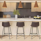 Poly & Bark Set of 3 24" High Paxton Counter Height Barstools Brown: Upholstered, Steel Frame, Modern Design