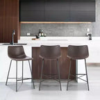 Poly & Bark Set of 3 24" High Paxton Counter Height Barstools Brown: Upholstered, Steel Frame, Modern Design