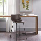 Poly & Bark Set of 3 24" High Paxton Counter Height Barstools Brown: Upholstered, Steel Frame, Modern Design