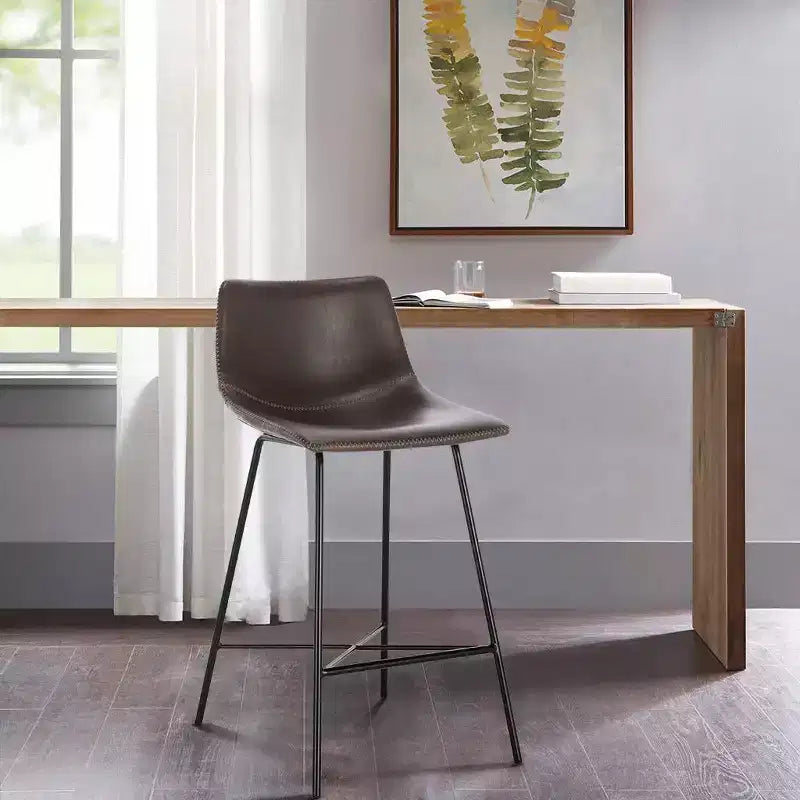 Poly & Bark Set of 3 24" High Paxton Counter Height Barstools Brown: Upholstered, Steel Frame, Modern Design