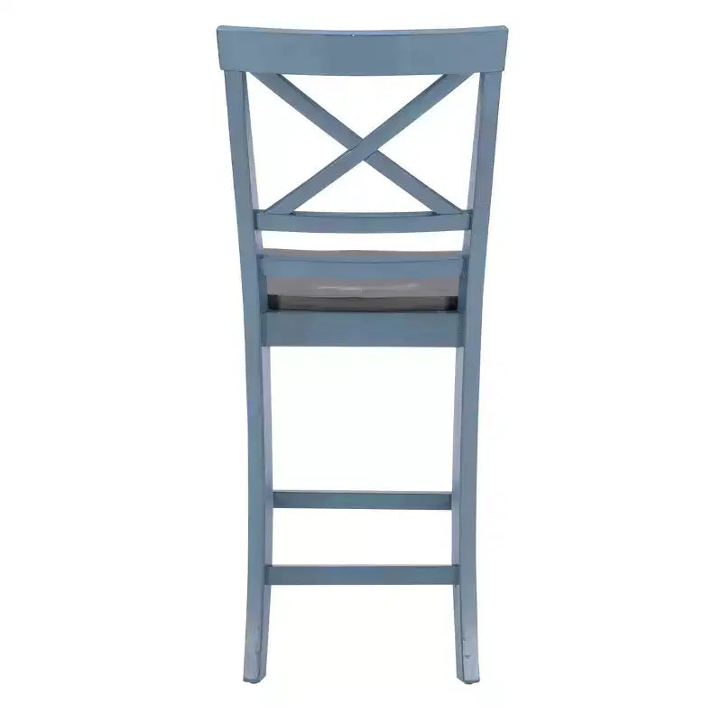 Set di 2 sgabelli da bar Romy X-Back da 24.25" ad altezza bancone, finitura legno blu/grigio scuro - Powell: Rustico Campagnolo, design senza braccioli, struttura in legno
