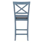 Set di 2 sgabelli da bar Romy X-Back da 24.25" ad altezza bancone, finitura legno blu/grigio scuro - Powell: Rustico Campagnolo, design senza braccioli, struttura in legno