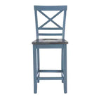 Set di 2 sgabelli da bar Romy X-Back da 24.25" ad altezza bancone, finitura legno blu/grigio scuro - Powell: Rustico Campagnolo, design senza braccioli, struttura in legno