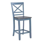 Set di 2 sgabelli da bar Romy X-Back da 24.25" ad altezza bancone, finitura legno blu/grigio scuro - Powell: Rustico Campagnolo, design senza braccioli, struttura in legno