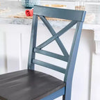 Set di 2 sgabelli da bar Romy X-Back da 24.25" ad altezza bancone, finitura legno blu/grigio scuro - Powell: Rustico Campagnolo, design senza braccioli, struttura in legno