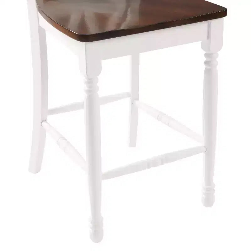 Set di 2 sgabelli da bar Shelby ad altezza bancone, bianco anticato - Crosley: struttura in legno di gomma, non imbottiti, design tradizionale