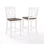 Set di 2 sgabelli da bar Shelby ad altezza bancone, bianco anticato - Crosley: struttura in legno di gomma, non imbottiti, design tradizionale