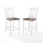 Set di 2 sgabelli da bar Shelby ad altezza bancone, bianco anticato - Crosley: struttura in legno di gomma, non imbottiti, design tradizionale
