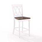 Set di 2 sgabelli da bar Shelby ad altezza bancone, bianco anticato - Crosley: struttura in legno di gomma, non imbottiti, design tradizionale