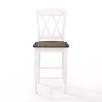 Set di 2 sgabelli da bar Shelby ad altezza bancone, bianco anticato - Crosley: struttura in legno di gomma, non imbottiti, design tradizionale