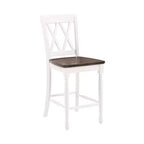 Set di 2 sgabelli da bar Shelby ad altezza bancone, bianco anticato - Crosley: struttura in legno di gomma, non imbottiti, design tradizionale
