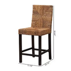 Laymi Mahogany Wood and Seagrass Counter Height Barstool Natural Brown/Dark Brown - Baxton Studio