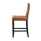 Laymi Mahogany Wood and Seagrass Counter Height Barstool Natural Brown/Dark Brown - Baxton Studio
