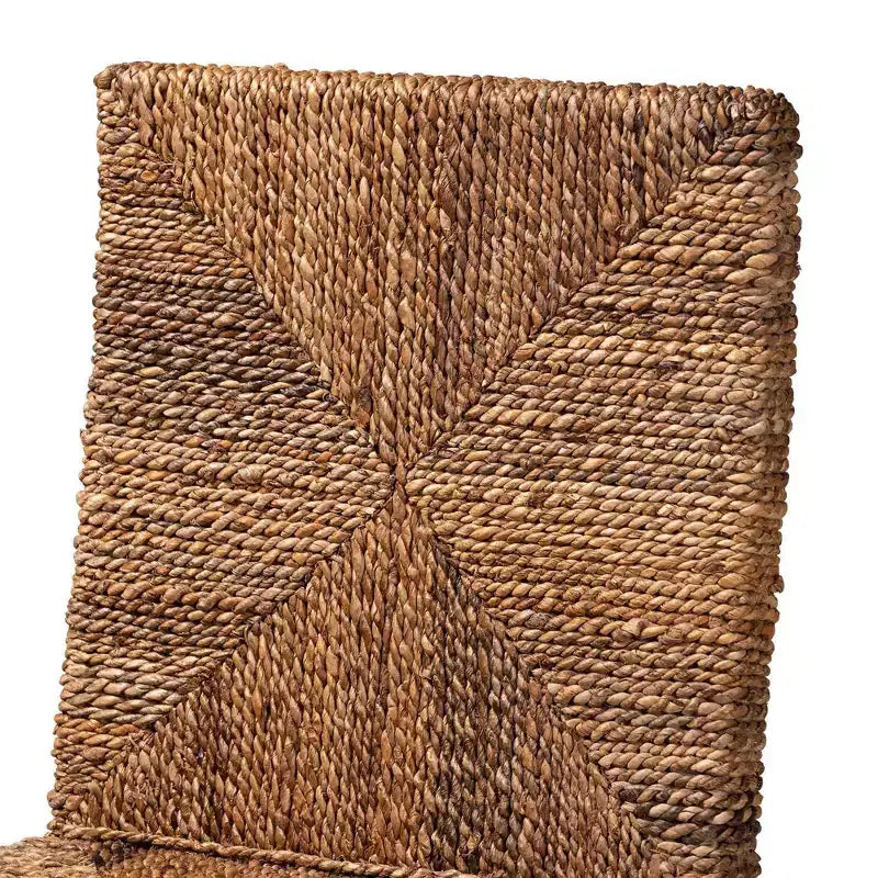Laymi Mahogany Wood and Seagrass Counter Height Barstool Natural Brown/Dark Brown - Baxton Studio