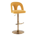 LumiSource Set di 2 Sgabelli da Bar Regolabili Ava Oro/Tessuto Giallo