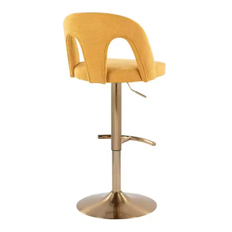 LumiSource Set di 2 Sgabelli da Bar Regolabili Ava Oro/Tessuto Giallo