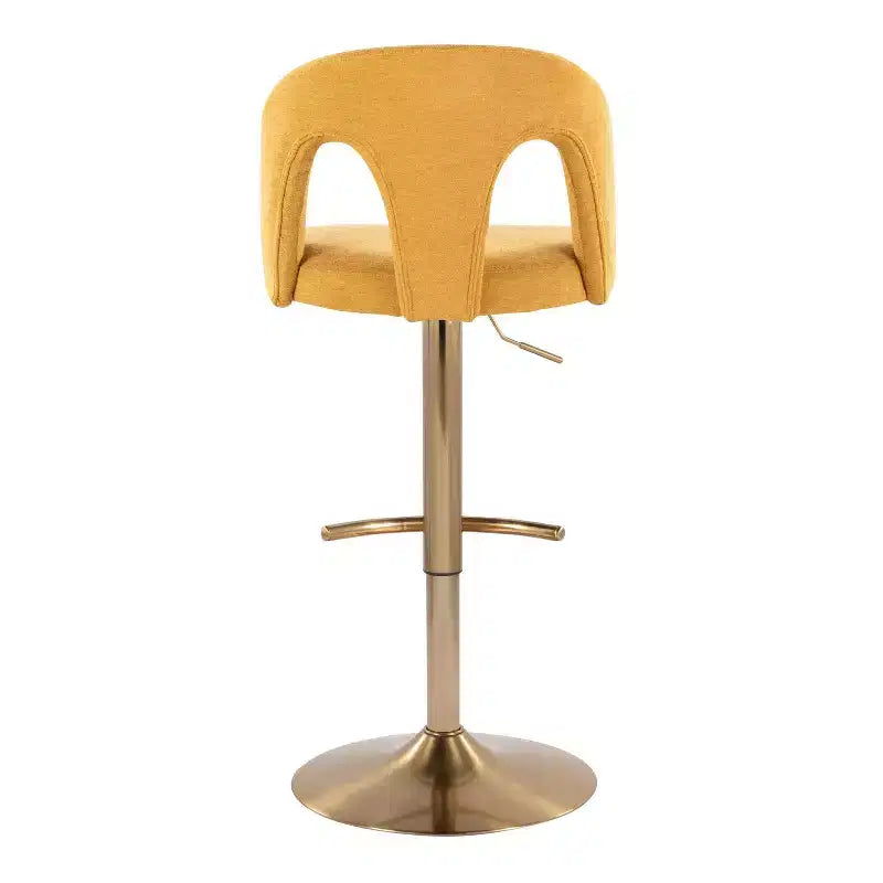 LumiSource Set di 2 Sgabelli da Bar Regolabili Ava Oro/Tessuto Giallo
