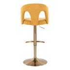 LumiSource Set di 2 Sgabelli da Bar Regolabili Ava Oro/Tessuto Giallo