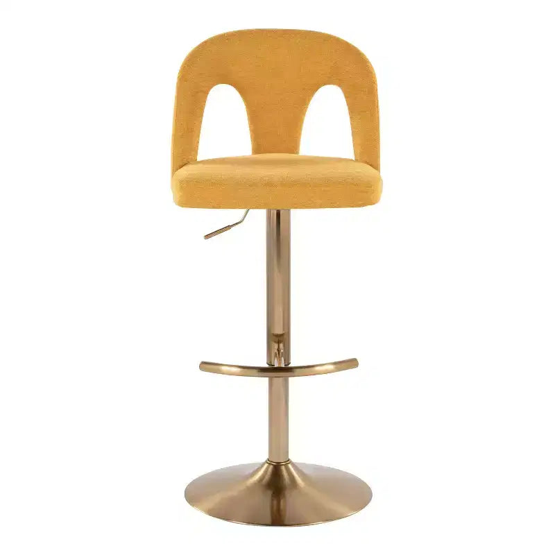 LumiSource Set di 2 Sgabelli da Bar Regolabili Ava Oro/Tessuto Giallo