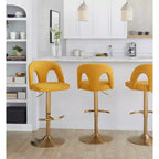 LumiSource Set di 2 Sgabelli da Bar Regolabili Ava Oro/Tessuto Giallo