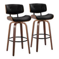 Set of 2 Lombardi Barstools Walnut/Black - LumiSource: Mid-Century Fixed-Height, Tufted, 30.5" Seat
