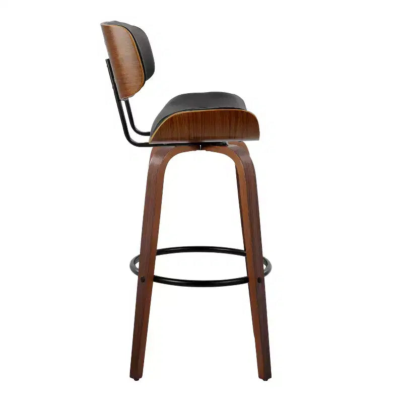 Set di 2 sgabelli da bar Lombardi Noce/Nero - LumiSource: altezza fissa, capitonné, seduta da 30,5", stile Mid-Century