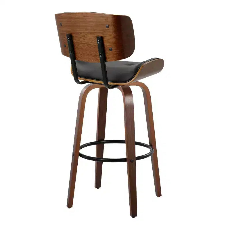 Set di 2 sgabelli da bar Lombardi Noce/Nero - LumiSource: altezza fissa, capitonné, seduta da 30,5", stile Mid-Century