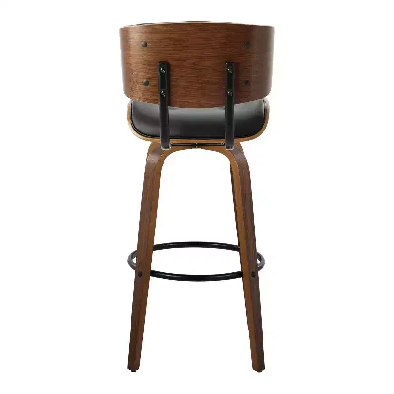 Set di 2 sgabelli da bar Lombardi Noce/Nero - LumiSource: altezza fissa, capitonné, seduta da 30,5", stile Mid-Century