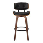 Set di 2 sgabelli da bar Lombardi Noce/Nero - LumiSource: altezza fissa, capitonné, seduta da 30,5", stile Mid-Century