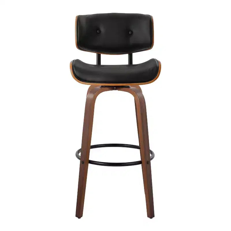 Set di 2 sgabelli da bar Lombardi Noce/Nero - LumiSource: altezza fissa, capitonné, seduta da 30,5", stile Mid-Century