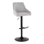 LumiSource Set of 2 Hannah Adjustable Barstools Black Metal/Gray Fabric