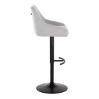 LumiSource Set of 2 Hannah Adjustable Barstools Black Metal/Gray Fabric