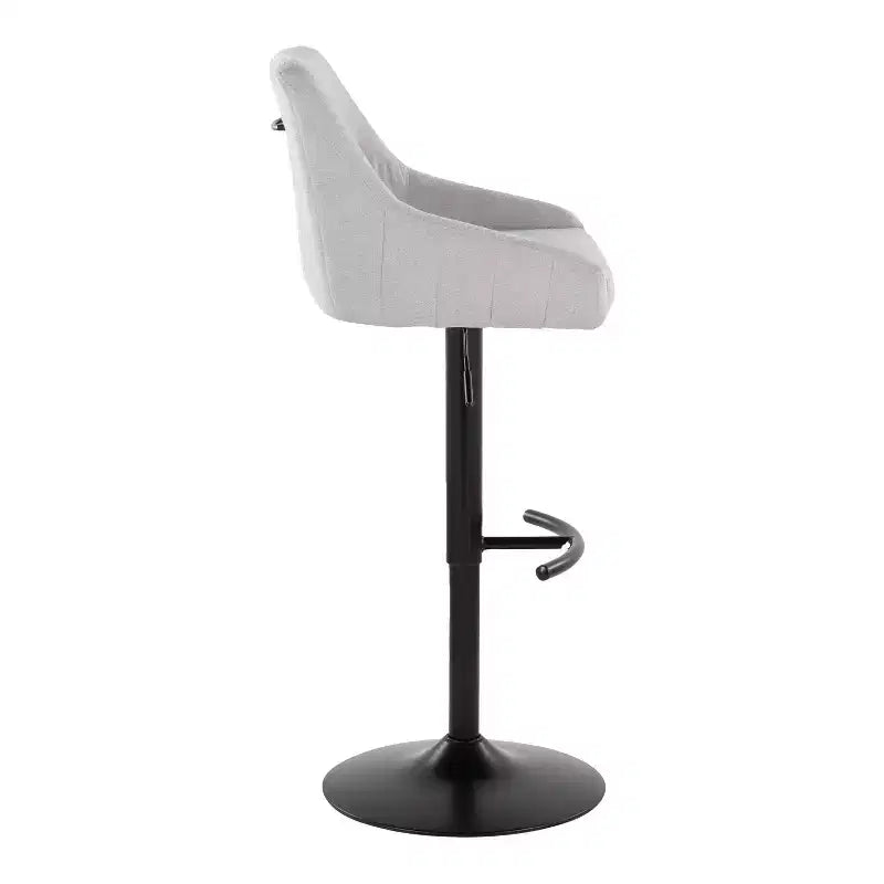 LumiSource Set of 2 Hannah Adjustable Barstools Black Metal/Gray Fabric