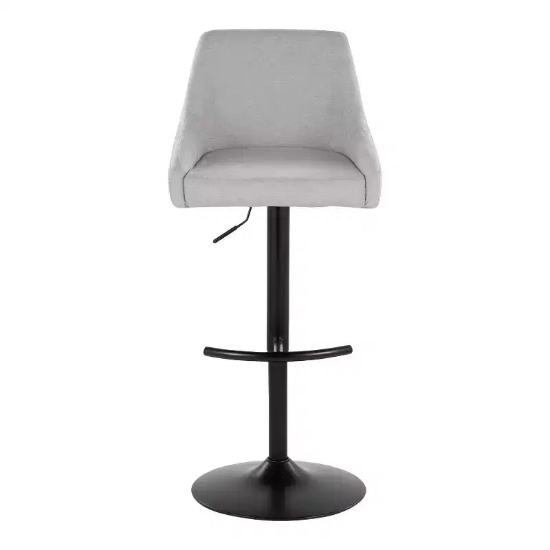 LumiSource Set of 2 Hannah Adjustable Barstools Black Metal/Gray Fabric