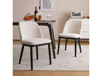 Christopher Knight Home Set of 2 Hannah Mid-Century Modern Upholstered Dining Chairs with Curved Backrest Beige/Black