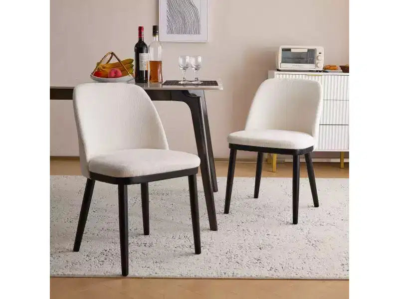 Christopher Knight Home Set of 2 Hannah Mid-Century Modern Upholstered Dining Chairs with Curved Backrest Beige/Black