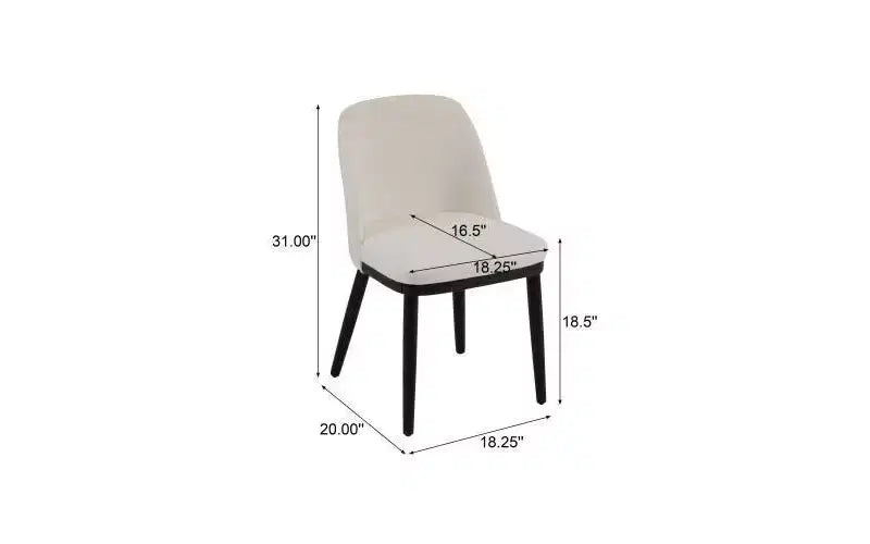 Christopher Knight Home Set of 2 Hannah Mid-Century Modern Upholstered Dining Chairs with Curved Backrest Beige/Black