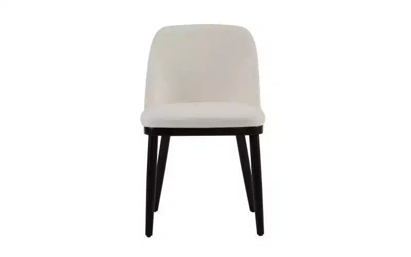 Christopher Knight Home Set of 2 Hannah Mid-Century Modern Upholstered Dining Chairs with Curved Backrest Beige/Black