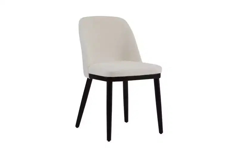 Christopher Knight Home Set of 2 Hannah Mid-Century Modern Upholstered Dining Chairs with Curved Backrest Beige/Black